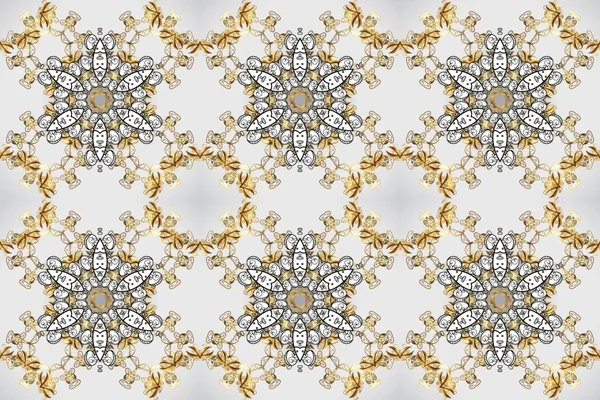 Golden Mehndi Seamless Pattern Pattern Brown Gray Beige Colors Ornamental — Stock Photo, Image