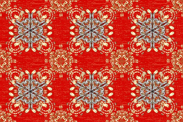 Openwork Delicate Golden Pattern Seamless Pattern Red White Brown Colors — Stock Photo, Image