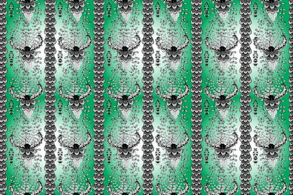Patrón Sin Costura Floral Gris Verde Negro Impresión Floral Ilustración — Foto de Stock