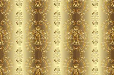 Soyut duvar kâğıdı, ambalaj dekorasyonu. Kahverengi, nötr ve bej renklerde altın desen. Kış sembolü, Mutlu Noeller, Mutlu yıllar 2019. Altın kar taneleri basit, pürüzsüz desen.