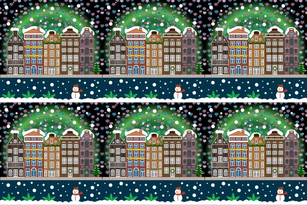 stock image Winter house. Flat. Christmas and Happy New Year greeting card.