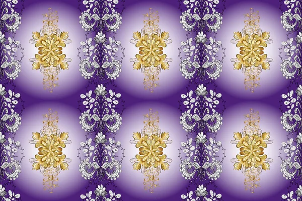 Orientalisk Klassisk Violett Vitt Och Neutralt Och Gyllene Mönster Sömlös — Stockfoto