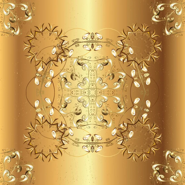 Східний Орнамент Золотий Візерунок Фіолетових Коричневих Кольорах Золотими Елементами Безшовний — стокове фото