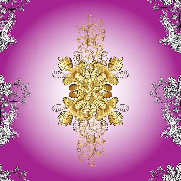Patrón Dorado Clásico Tradicional Colores Neutros Púrpura Violeta Con Elementos —  Fotos de Stock