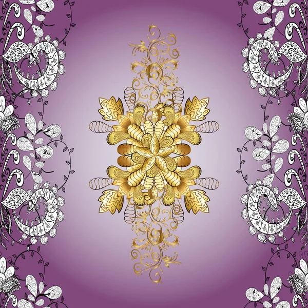 バロック様式のシームレスな東洋の装飾 伝統的な金のシームレスなパターン 紫と白の色の黄金の要素 — ストック写真