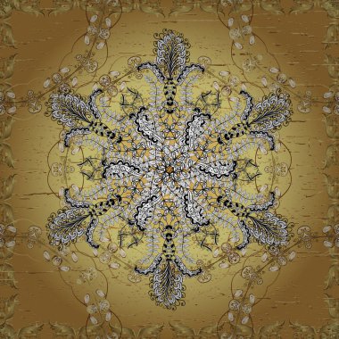 Çiçek süsü kumaş deseni, cam, çiçek desenli metal sarı, bej ve altın elementli beyaz renkler. Klasik, altın, pürüzsüz model..