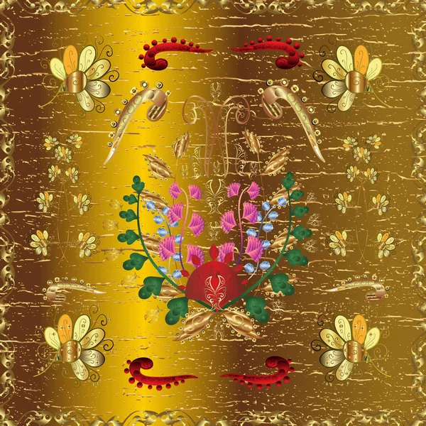 Złoty Element Kolorach Brązowym Żółtym Beżowym Luksusowa Królewska Wiktoriańska Koncepcja — Wektor stockowy