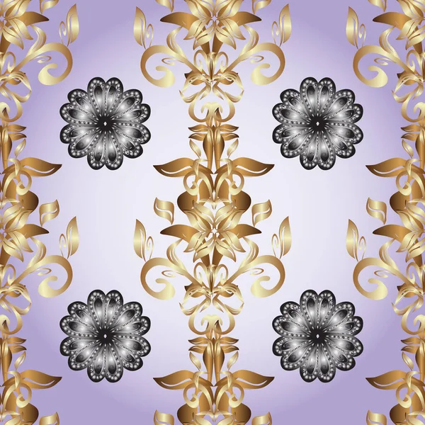 Klasyczny Złoty Wzór Bez Szwu Kwiatowy Ornament Brokatowy Wzór Tekstylny — Zdjęcie stockowe