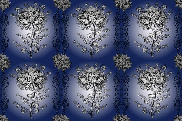 Raster Illustration Nahtloses Muster Mit Niedlichen Blumen Und Blättern Auf — Stockfoto
