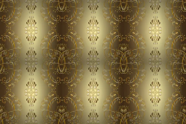 シームレスな黄金のパターン ベージュでゴールデンパターン 黄金の要素と中性と茶色の色 ラスター東洋の装飾 — ストック写真