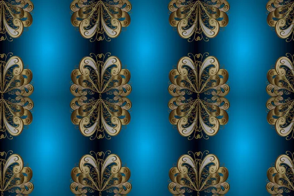 장식용 장식물이다 전통적 황금색 패턴입니다 바로크 양식의해 식품이다 파란색 베이지 — 스톡 사진