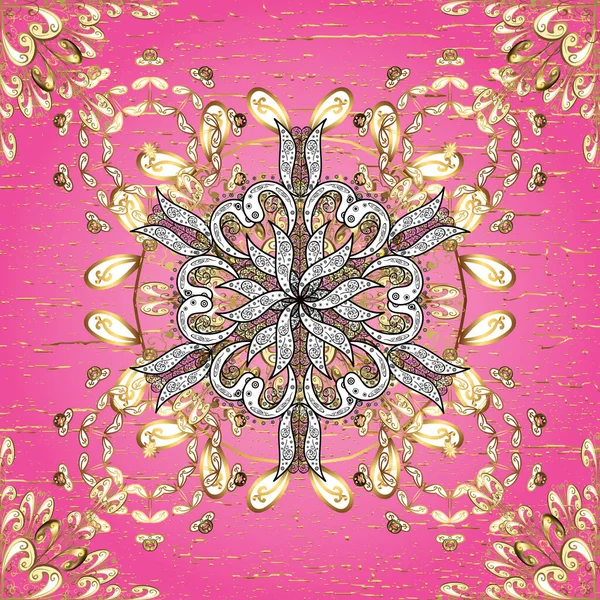 伝統的な古典的な飾り アラベスクとヴィンテージパターン アラベスクと花の要素とシームレスな東洋のかわいいパターン ベージュ ホワイト ピンクのイラスト — ストック写真