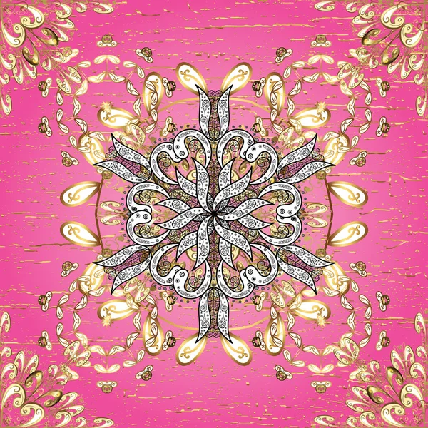 Oriental Παραδοσιακό Χέρι Ζωγραφισμένα Απρόσκοπτη Σύνορα Για Σχεδιασμό Εικονογράφηση Ροζ — Διανυσματικό Αρχείο