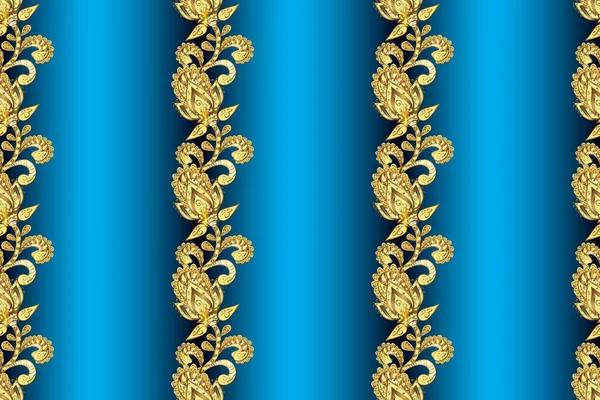 Achtergrond Stof Gouden Behang Raster Gouden Naadloos Patroon Platte Hand — Stockfoto