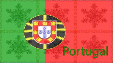 Renkli bayraklı arka plan. Portekiz bayrağı.