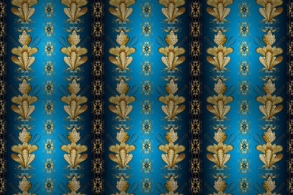 Bezproblémové Abstraktní Pozadí Orientální Klasický Modrý Neutrální Hnědý Zlatý Vzor — Stock fotografie