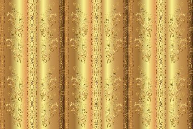 Geleneksel oryantasyon süsü. Klasik klasik klasik arka plan. Kusursuz klasik altın desen. Altın elementlerle bej, sarı ve kahverengi renklerde pürüzsüz desen.