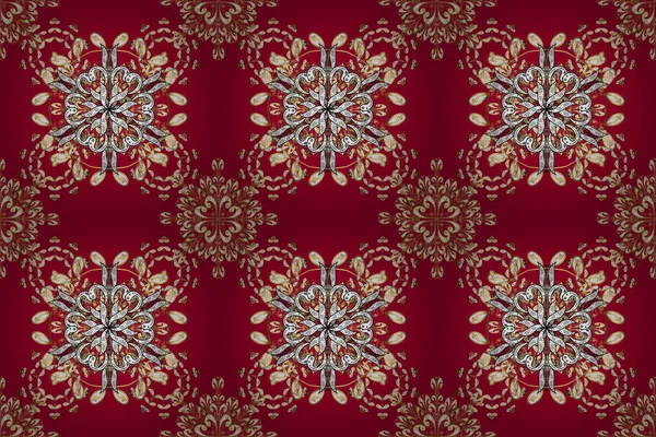 Luxus Königliches Und Viktorianisches Konzept Goldenes Muster Auf Braunen Roten — Stockfoto