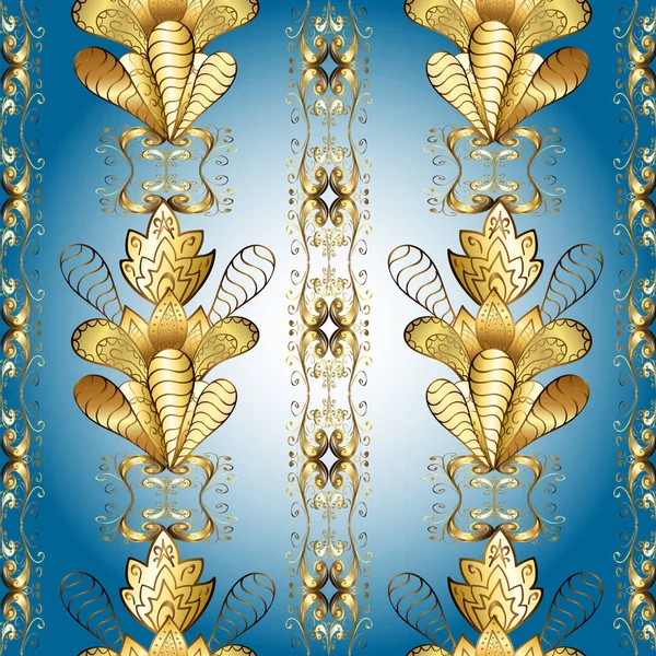 Doğu Tarzı Element Altın Desenli Çiçek Dekoru Çizgi Sanatı Tasarım — Stok fotoğraf