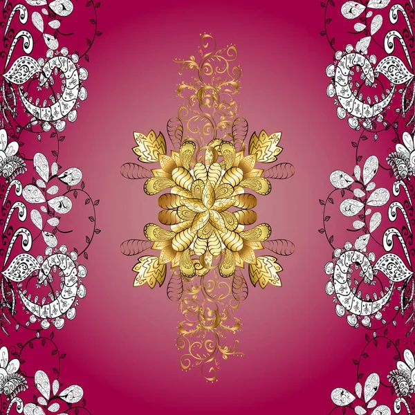 Sömlösa Texturerade Lockar Orientalisk Stil Arabesque Gyllene Mönster Rosa Vit — Stockfoto