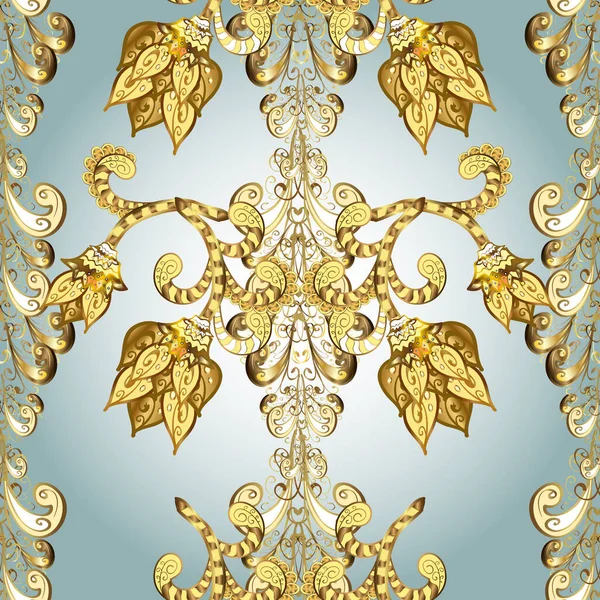 古典的なヴィンテージの背景 金色の要素を持つ中性色の黄金のパターン 伝統的な装飾品だ シームレス古典的なベクトル黄金のパターン — ストックベクタ