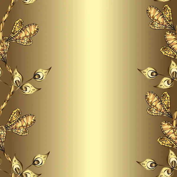 베이지 중성을 황금색에 황금색 무늬가 바로크 양식의 설계를 모래톱 — 스톡 벡터