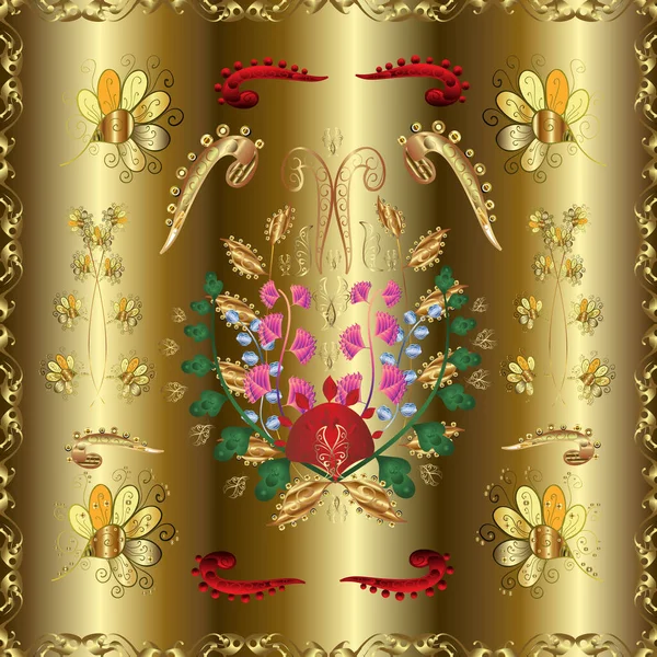Traditional Orient Ornament Classic Vector Golden Seamless Pattern Seamless Pattern — Stock Vector