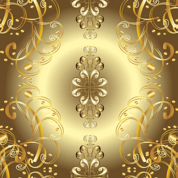 Goldenes Element Auf Beige Braun Und Neutral Goldflorales Ornament Barockstil — Stockfoto