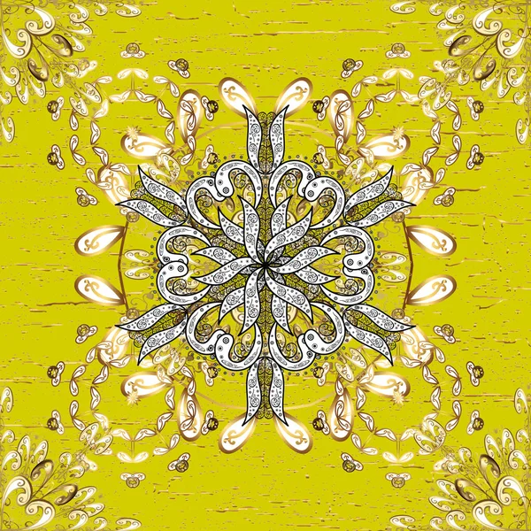 バロック様式の金の花飾り 黄色の黄金の要素 アンティーク黄金の再現性のある壁紙 ダマスクシームレス繰り返しパターン — ストック写真