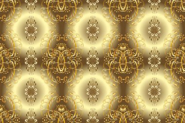 Mor ve kahverengi yerine altın rengi klasik barok çiçeksiz desenler. Lüks, kraliyet ve Viktorya dönemi konsepti. Mor ve kahverengi renklerde altın element. Süslü raster dekorasyonu.