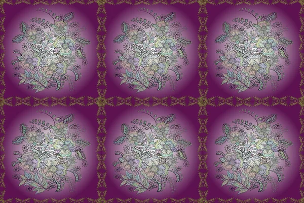Flowers Neutral Violet Purple Colors Seamless Floral Pattern Raster Illustration — Stock Photo, Image