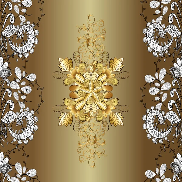 Goldener Blumenschmuck Barockstil Antike Goldene Wiederholbare Tapete Damast Nahtlose Muster — Stockfoto
