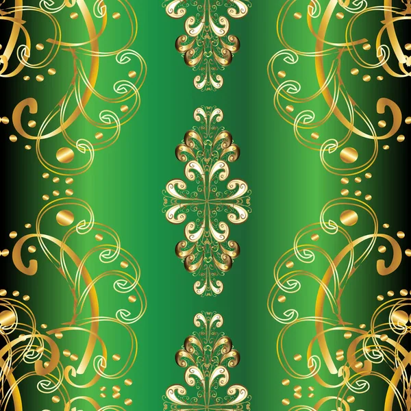 Vektorový Abstraktní Květinový Věnec Zlatých Čmáranicových Lístků Květů Zelených Béžových — Stockový vektor