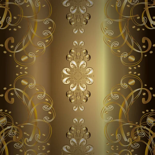Damask Background Golden Floral Seamless Pattern Gold Floral Ornament Baroque — Stock Vector