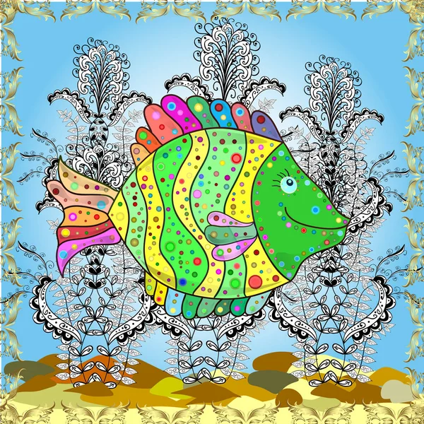 Подводный Абстрактный Фон Бесшовный Рисунок Тропических Морских Рыб Экзотическими Рыбами — стоковое фото