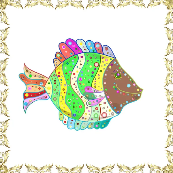 Плакат Риб Шаблон Прапора Плавання Риб Приємний Візерунок Зеленому Білому — стокове фото