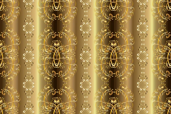 Naadloze Klassieke Beige Geel Bruin Gouden Patroon Klassieke Vintage Achtergrond — Stockfoto