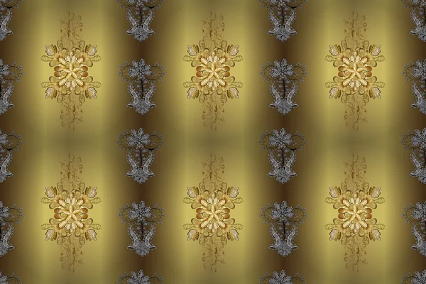 Naadloos Art Deco Patroon Neutrale Gele Bruine Kleuren Krullen Achtergrond — Stockfoto