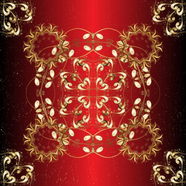 Damask pürüzsüz süsü. Beyaz karalamalı klasik oryantal arka plan. Geleneksel vektör ve altın desen.