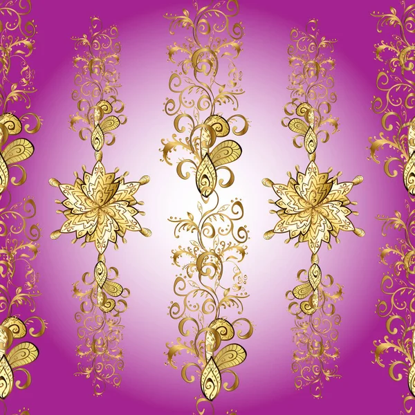 花の古典的なテクスチャ 金のテンプレート カード 繊維のためのヴィンテージを設計します ロイヤルレトロな背景 シームレスなパターン黄金の要素 — ストック写真