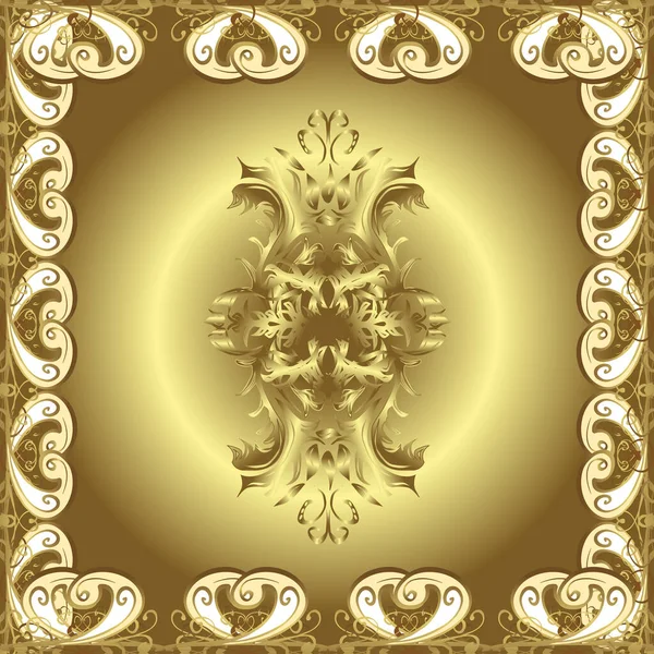 Традиційний Вектор Золотий Візерунок Дамаський Безшовний Орнамент Класичний Східний Фон — стоковий вектор