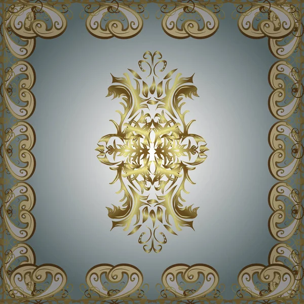 Tapete Barock Damast Stilvolles Grafisches Muster Nahtloser Vektorhintergrund Goldene Elemente — Stockvektor