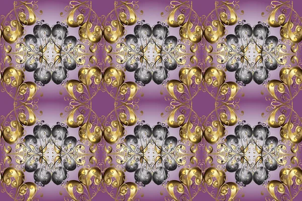 Традиційний Орієнтальний Орнамент Безшовний Класичний Нейтральний Сірий Фіолетовий Золотий Візерунок — стокове фото