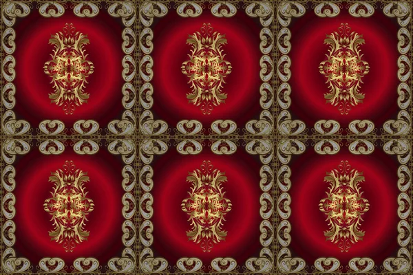 Orientalisches Stilelement Raster Skizzen Zertifikat Webseite Goldenes Element Beige Rot — Stockfoto