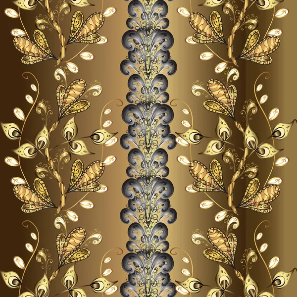 Luxury Royal Victorian Concept Golden Pattern Beige Brown Gray Colors — Stock Photo, Image