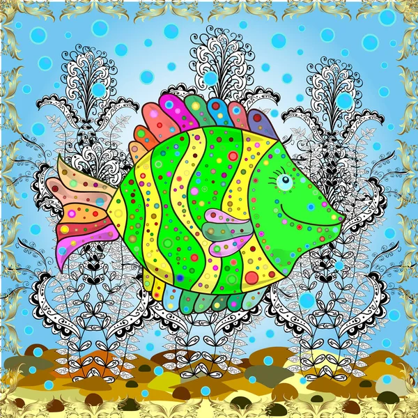 Ornamento Decorativo Resumo Imagem Colorida Elementos Constituintes Repetitivos Alternantes Peixes — Fotografia de Stock