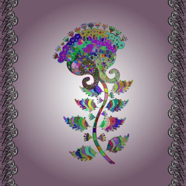 Kumaş, tekstil, duvar kağıdı baskısı için. Tomurcukları çiçek olan sevimli bir çiçek deseni. Vektör. Kusursuz bir geçmişi var. Eski usul. Vektör illüstrasyonu.