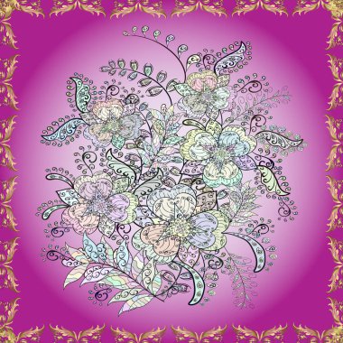 Güzel desen dekorasyon ve tasarım için. Sulu Boya Dikişsiz desen buket çiçek. Trendy yazdırma. Tonda. Çiçek suluboya çizimler ve zarif desen.