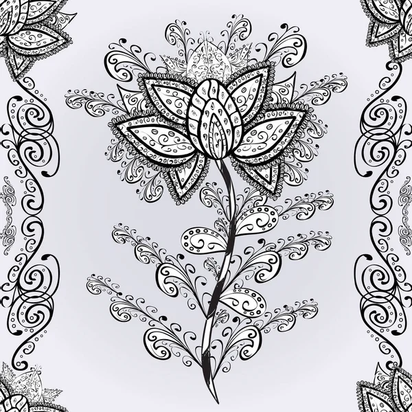 奇幻面料图案中的无缝花纹图案 平面花卉元素设计 色彩春天主题无缝图案背景 — 图库照片