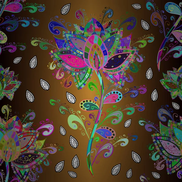 Krásný Vzor Látky Vektorová Ilustrace Natažená Ruka Doodle Květiny Větve — Stockový vektor